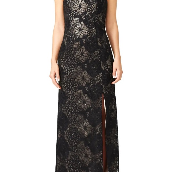 Badgley Mischka Womens Karmin Gown Dress Black Lace Overlay Sequined Gown Sz 8 - Picture 15 of 15